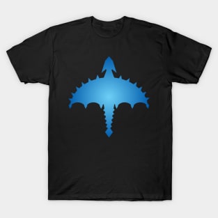 Blue Abstract Digital Cyber Heavy Metal Dragon Design T-Shirt